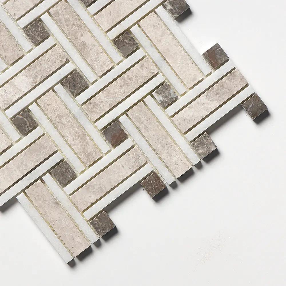 Sky Blue Honed Thin Basket Marble Mosaics 12x12