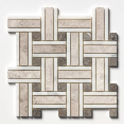 Sky Blue Honed Thin Basket Marble Mosaics 12x12