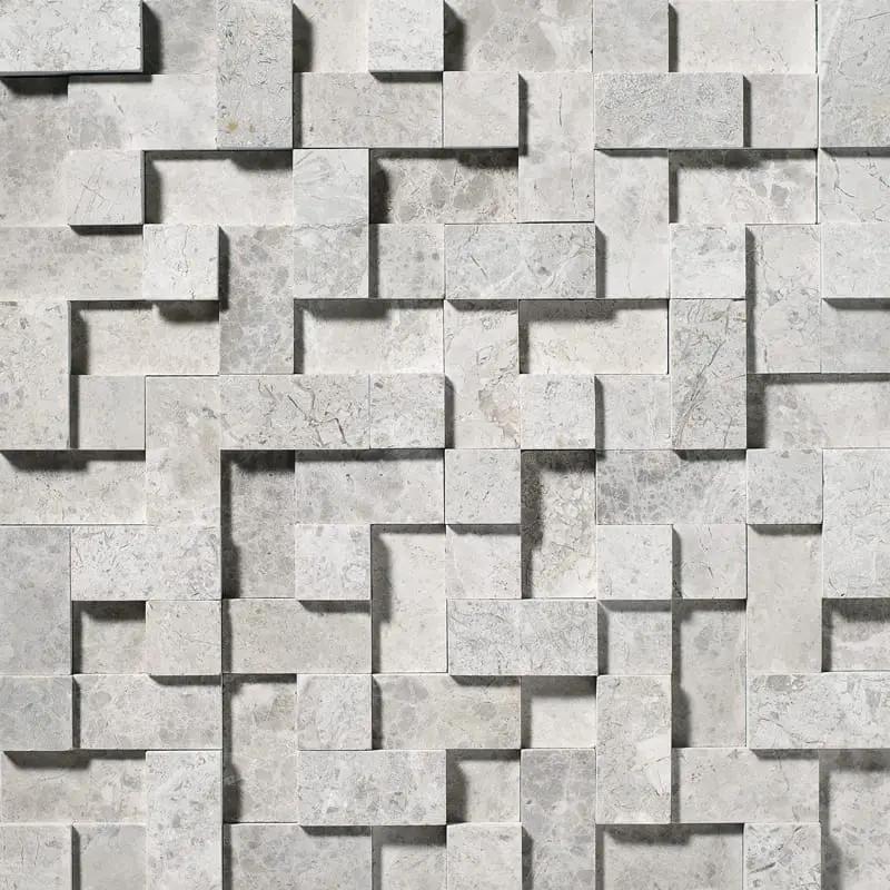 Sky Blue Honed Random Cubes Marble Mosaics 12x12