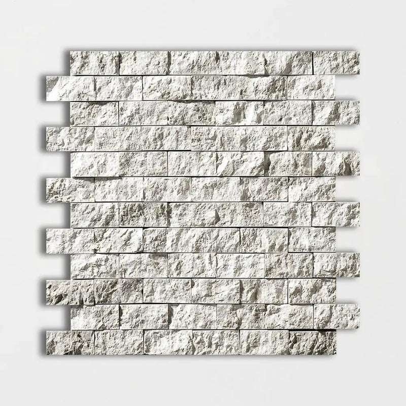 Silver Horizon Rock Face 1x2 Marble Mosaics 12 5/8x12 5/8