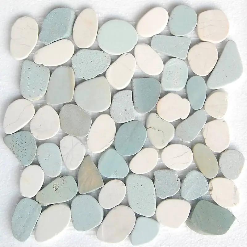 Sky Green Natural Pebble Stone Pebble Mosaics 12x12