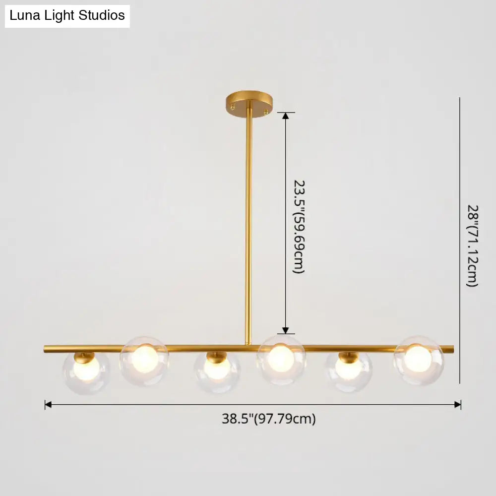 DecorBites™ Sleek 6-Light Modern Island Pendant: Transparent Glass Ceiling Light for Dining Table