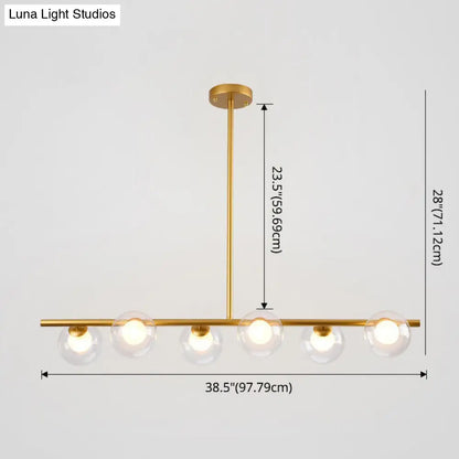 DecorBites™ Sleek 6-Light Modern Island Pendant: Transparent Glass Ceiling Light for Dining Table
