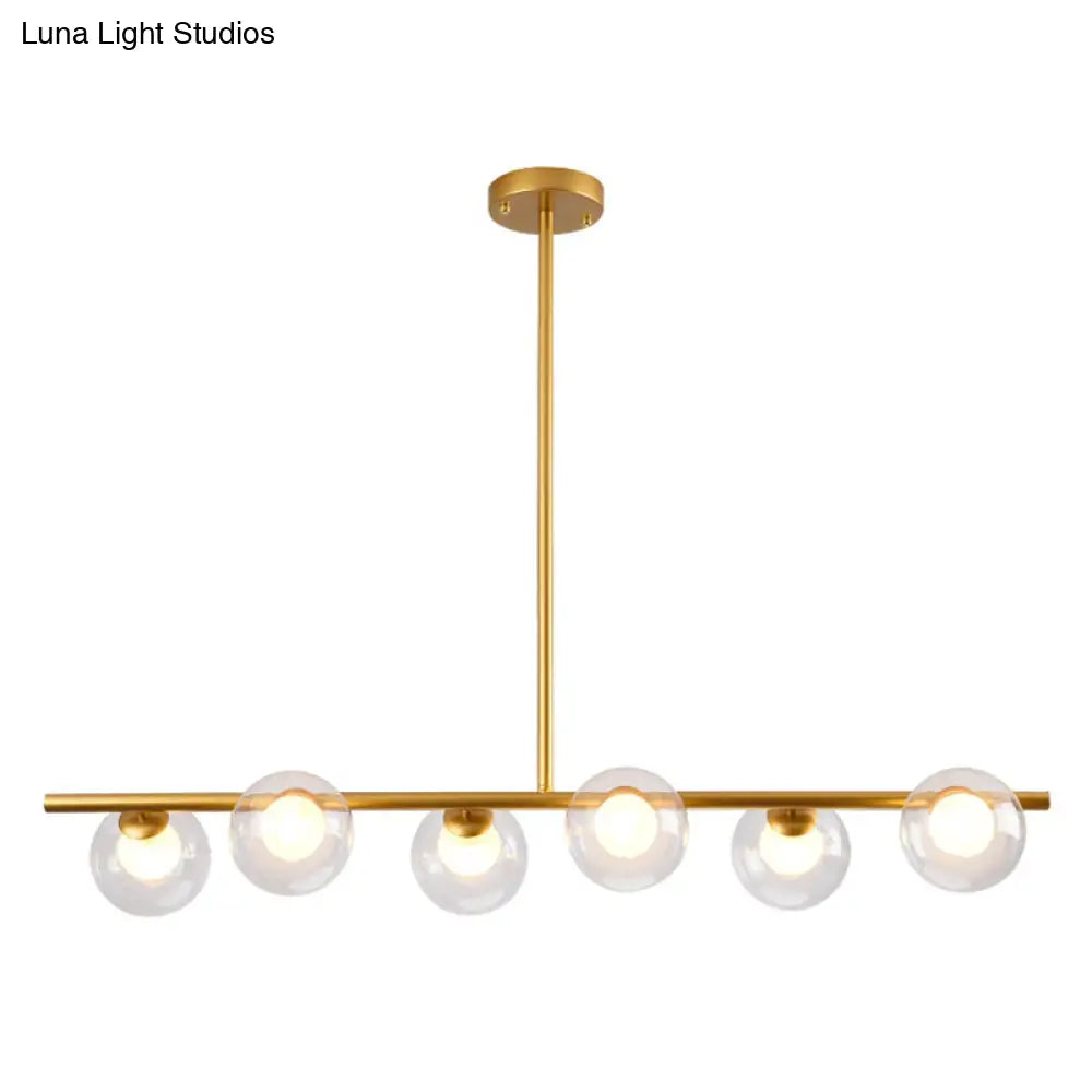 DecorBites™ Sleek 6-Light Modern Island Pendant: Transparent Glass Ceiling Light for Dining Table