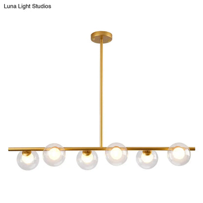 DecorBites™ Sleek 6-Light Modern Island Pendant: Transparent Glass Ceiling Light for Dining Table