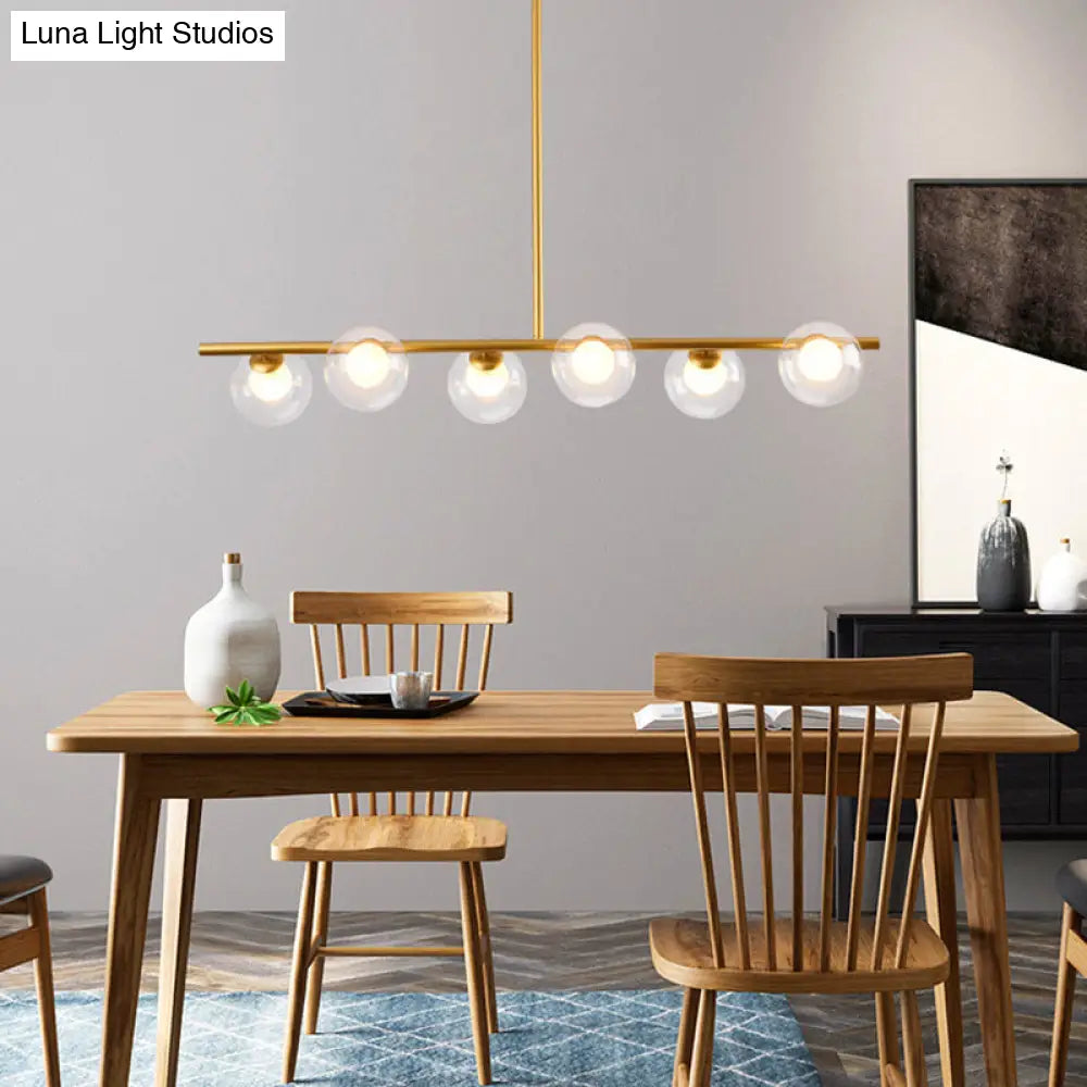 DecorBites™ Sleek 6-Light Modern Island Pendant: Transparent Glass Ceiling Light for Dining Table