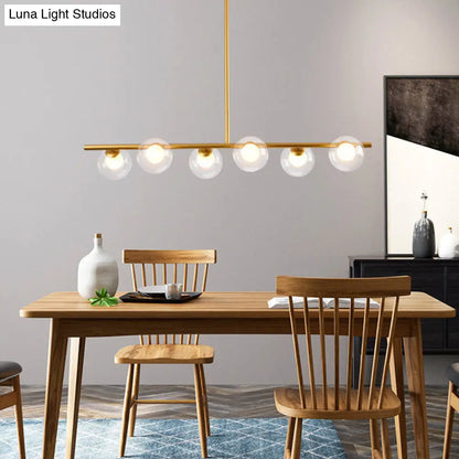 DecorBites™ Sleek 6-Light Modern Island Pendant: Transparent Glass Ceiling Light for Dining Table