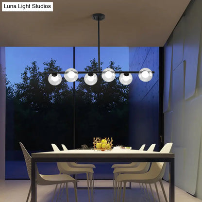 DecorBites™ Sleek 6-Light Modern Island Pendant: Transparent Glass Ceiling Light for Dining Table