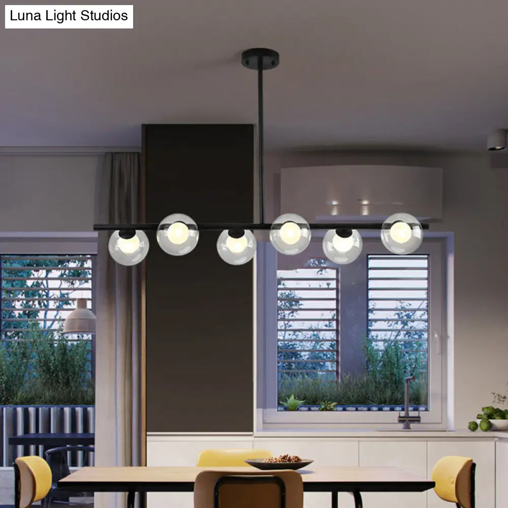 DecorBites™ Sleek 6-Light Modern Island Pendant: Transparent Glass Ceiling Light for Dining Table
