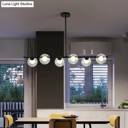 DecorBites™ Sleek 6-Light Modern Island Pendant: Transparent Glass Ceiling Light for Dining Table