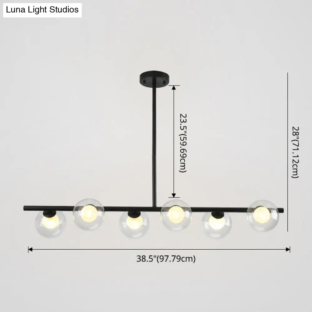 DecorBites™ Sleek 6-Light Modern Island Pendant: Transparent Glass Ceiling Light for Dining Table