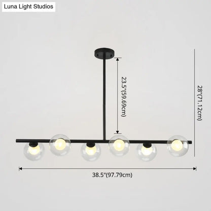 DecorBites™ Sleek 6-Light Modern Island Pendant: Transparent Glass Ceiling Light for Dining Table