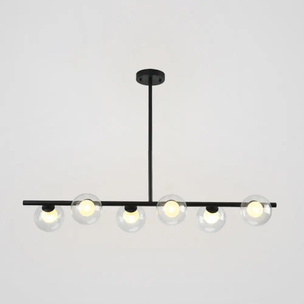 DecorBites™ Sleek 6-Light Modern Island Pendant: Transparent Glass Ceiling Light for Dining Table