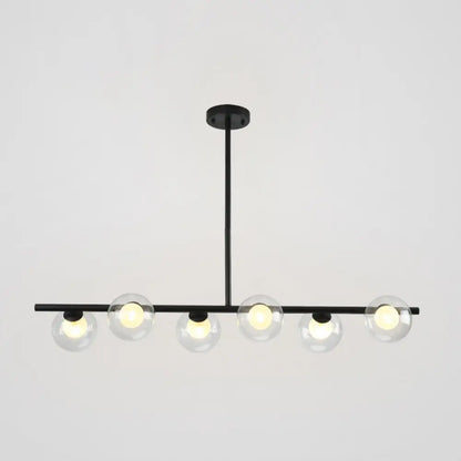 DecorBites™ Sleek 6-Light Modern Island Pendant: Transparent Glass Ceiling Light for Dining Table