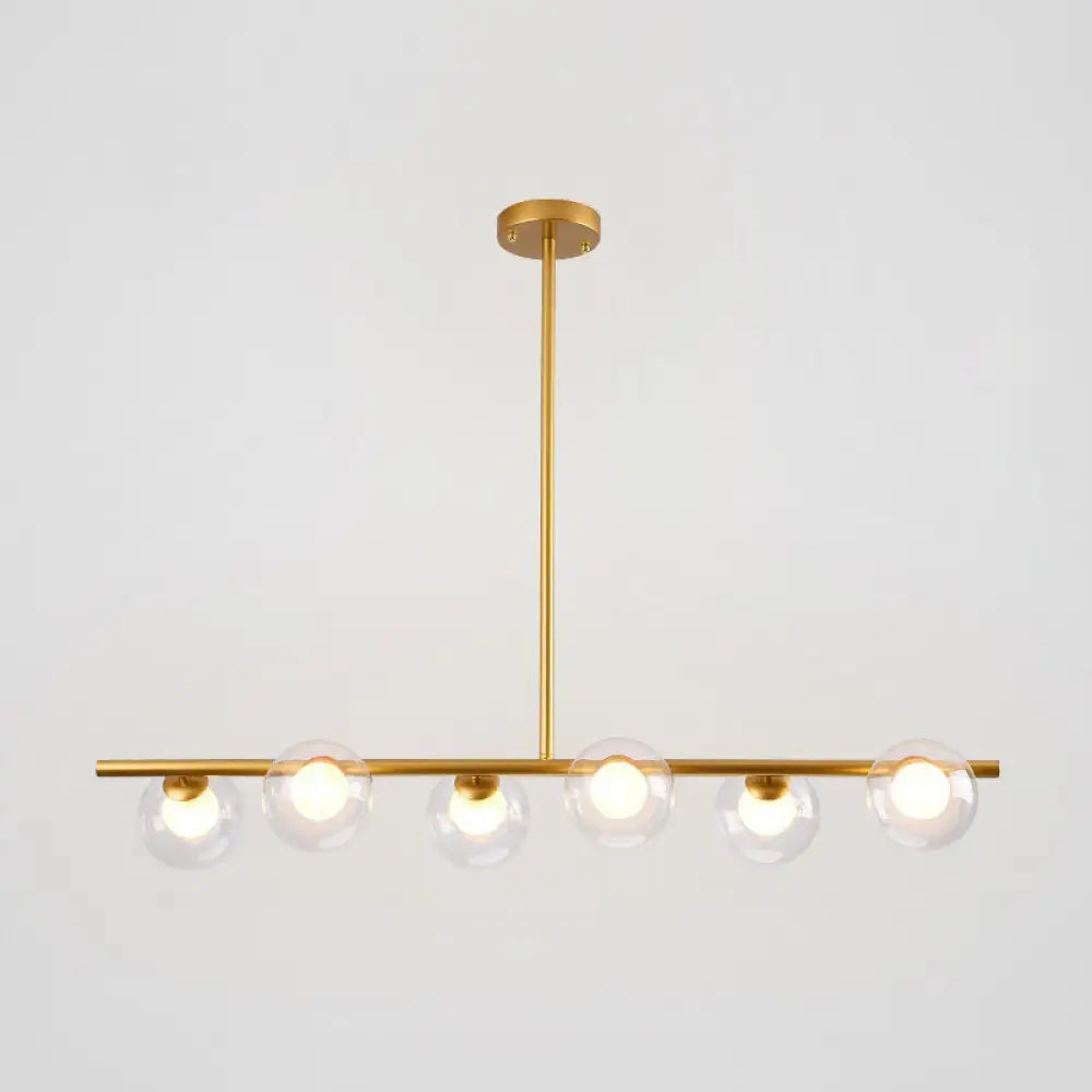 DecorBites™ Sleek 6-Light Modern Island Pendant: Transparent Glass Ceiling Light for Dining Table