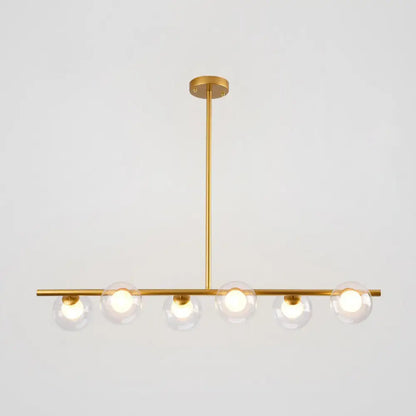 DecorBites™ Sleek 6-Light Modern Island Pendant: Transparent Glass Ceiling Light for Dining Table