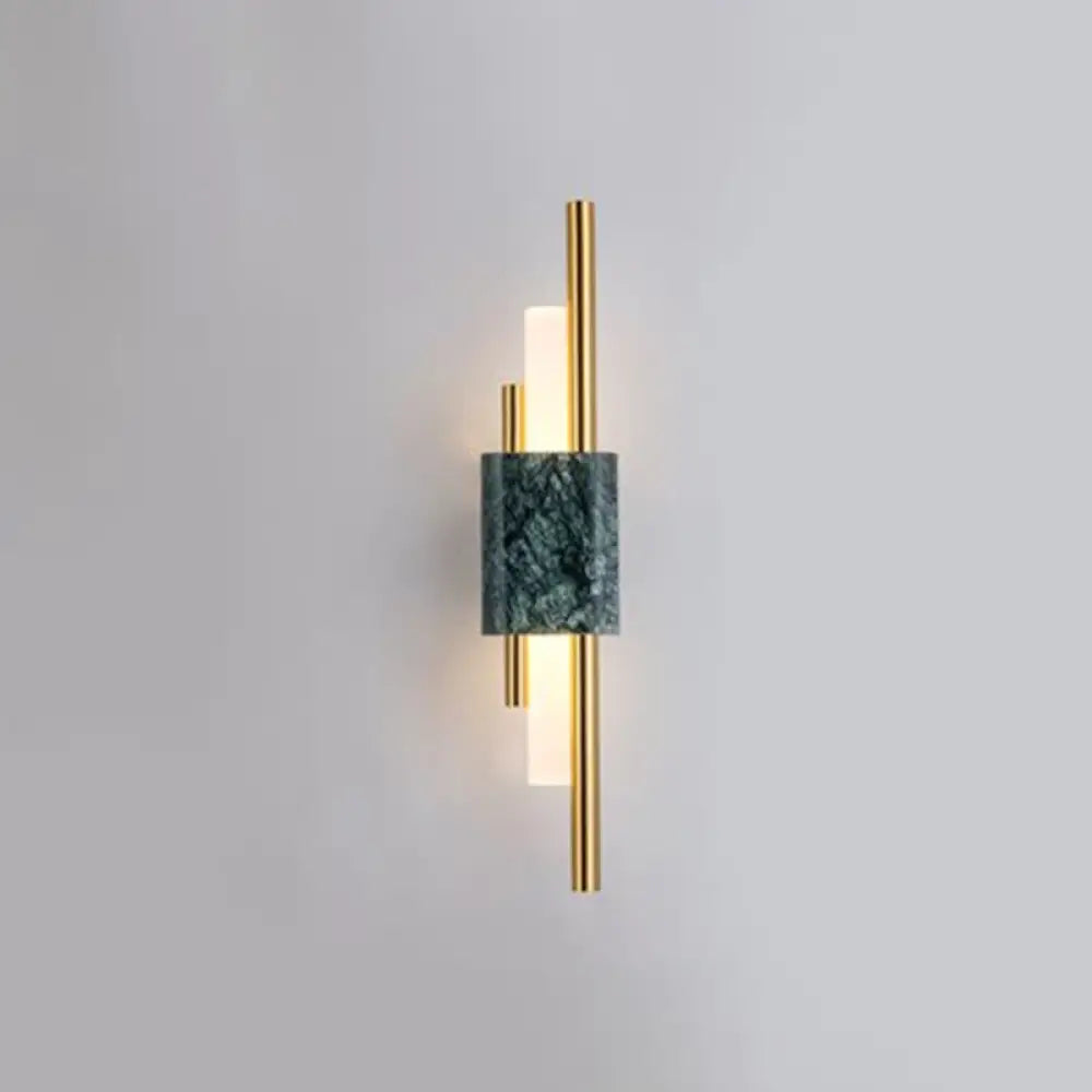 DecorBites™ Sleek Acrylic Green LED Wall Sconce with Marble Trim