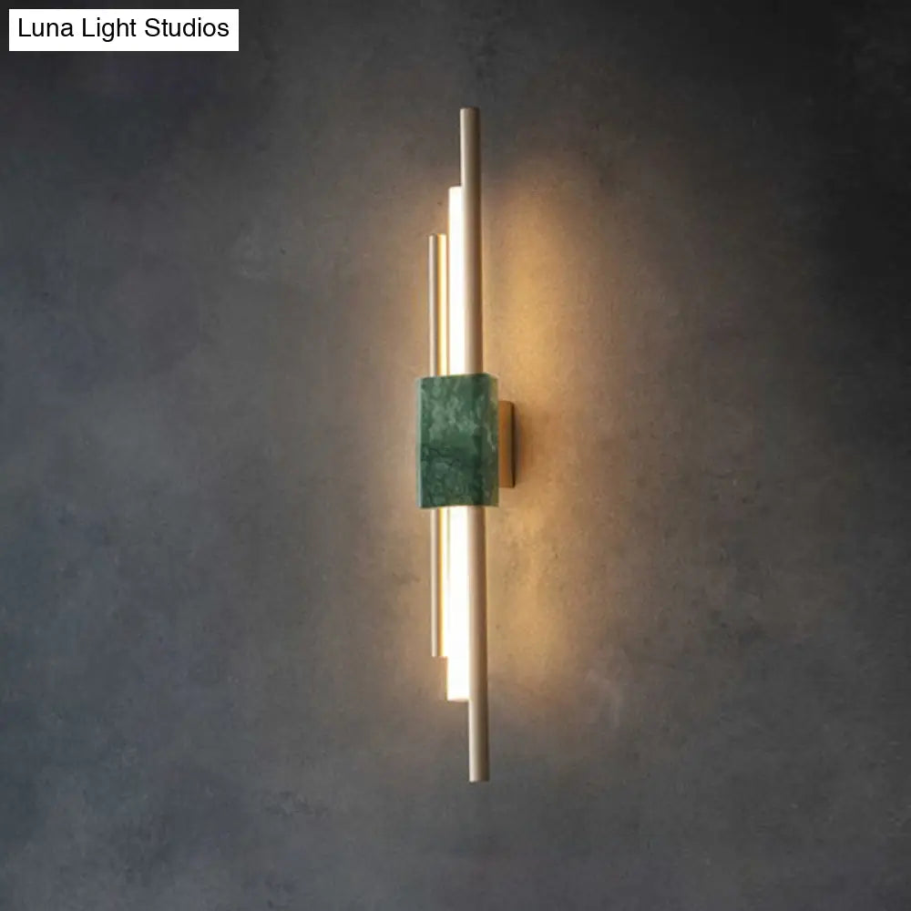 DecorBites™ Sleek Acrylic Green LED Wall Sconce with Marble Trim