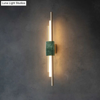 DecorBites™ Sleek Acrylic Green LED Wall Sconce with Marble Trim