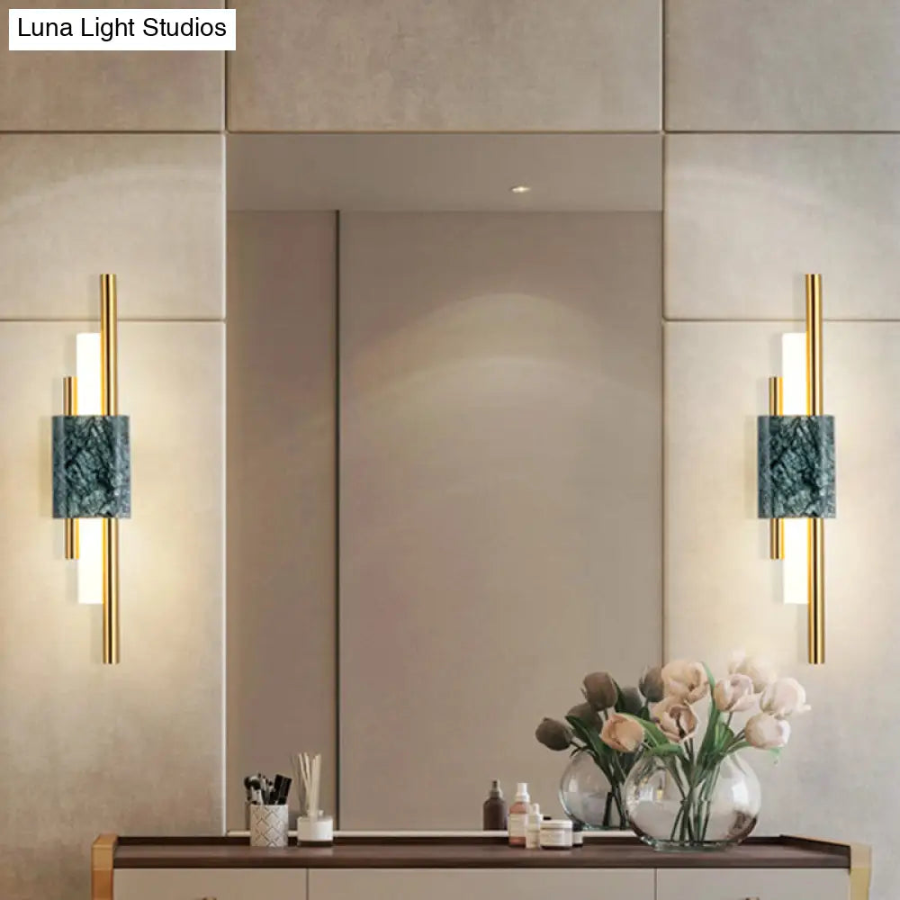 DecorBites™ Sleek Acrylic Green LED Wall Sconce with Marble Trim