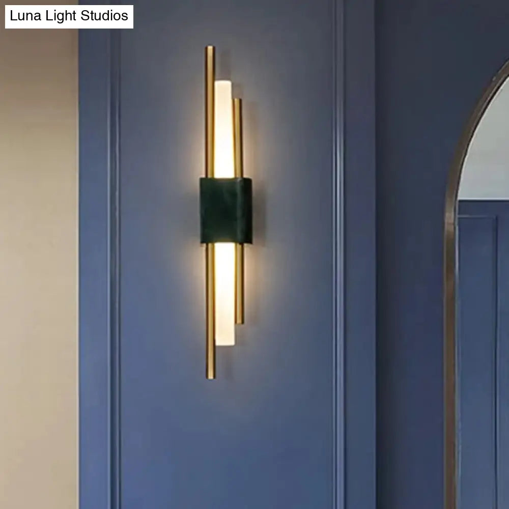 DecorBites™ Sleek Acrylic Green LED Wall Sconce with Marble Trim