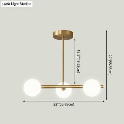 DecorBites™ Sleek and Elegant Linear Gold Island Pendant Lighting with Spherical Glass Shades for Dining Table