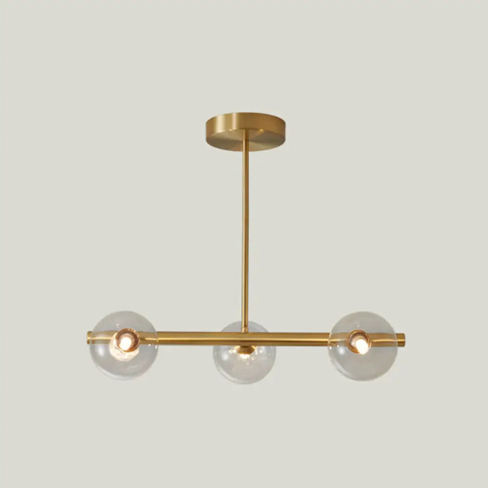 DecorBites™ Sleek and Elegant Linear Gold Island Pendant Lighting with Spherical Glass Shades for Dining Table
