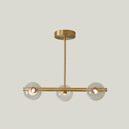 DecorBites™ Sleek and Elegant Linear Gold Island Pendant Lighting with Spherical Glass Shades for Dining Table