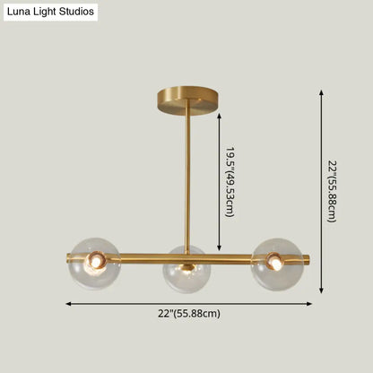 DecorBites™ Sleek and Elegant Linear Gold Island Pendant Lighting with Spherical Glass Shades for Dining Table