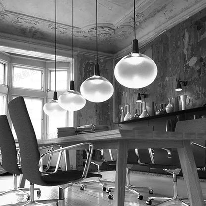 Sleek black and frosted glass cob led chandelier dining room lighting