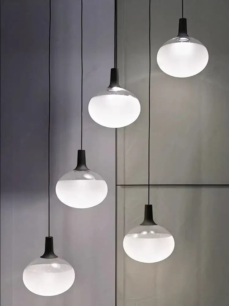 Sleek black and frosted glass cob led chandelier dining room lighting