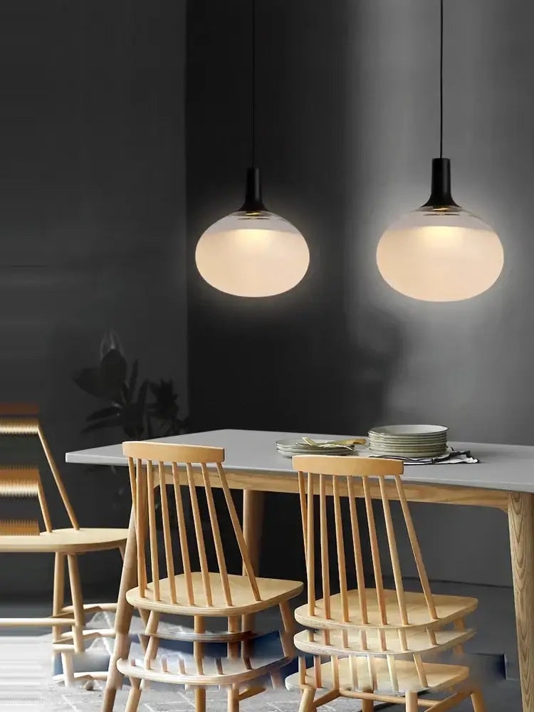 Sleek black and frosted glass cob led chandelier dining room lighting