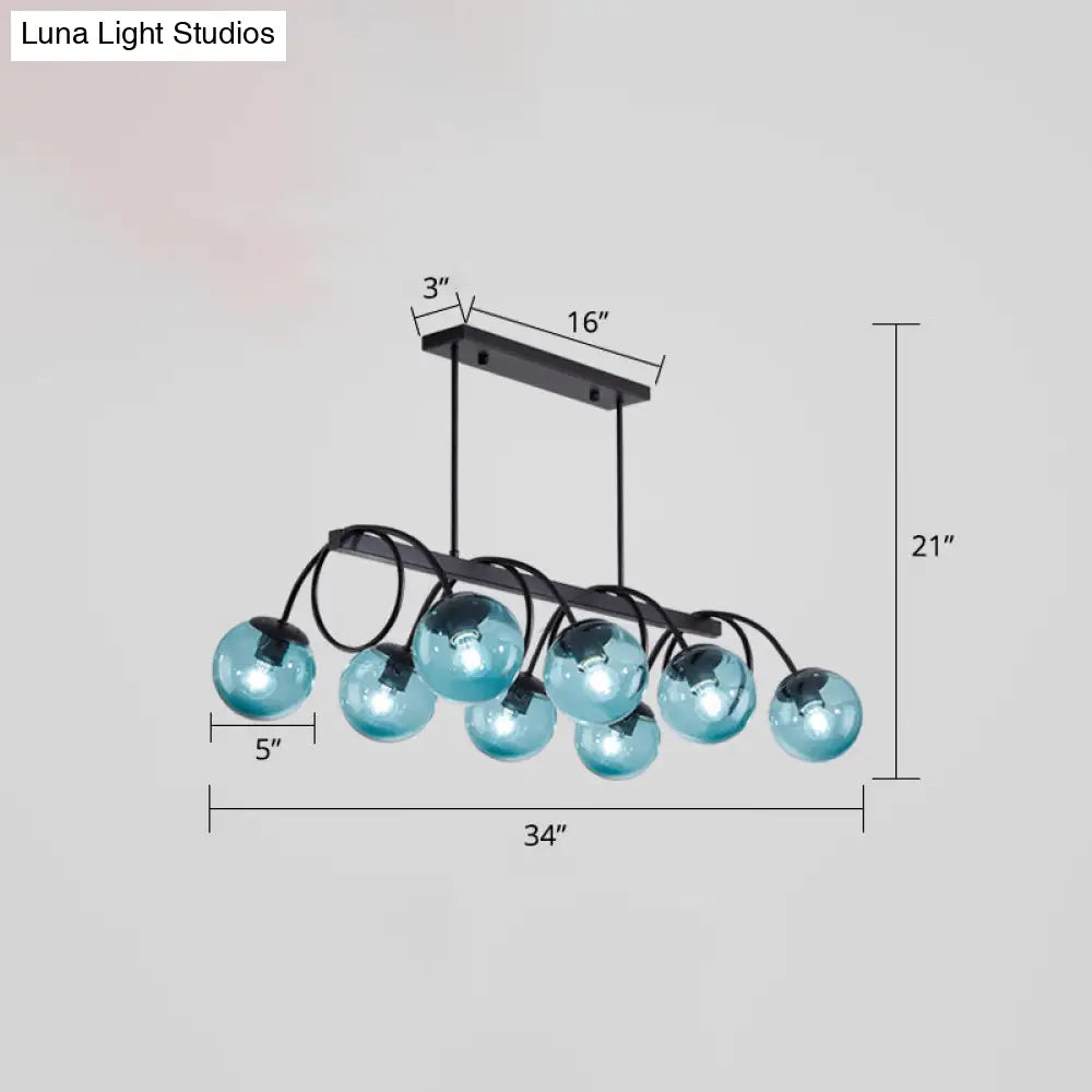 DecorBites™ Sleek Black Glass Sphere Island Light for Modern Dining Rooms