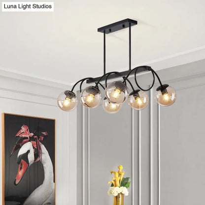 DecorBites™ Sleek Black Glass Sphere Island Light for Modern Dining Rooms