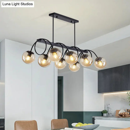 DecorBites™ Sleek Black Glass Sphere Island Light for Modern Dining Rooms