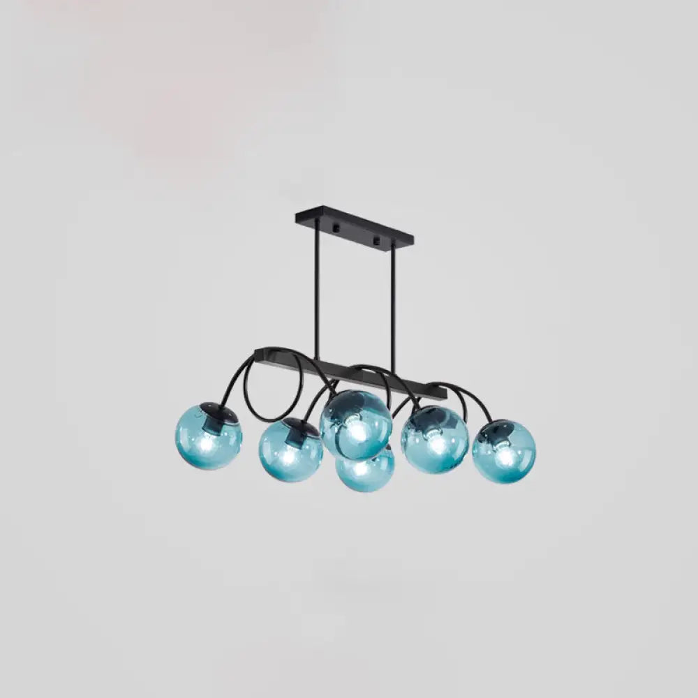 DecorBites™ Sleek Black Glass Sphere Island Light for Modern Dining Rooms