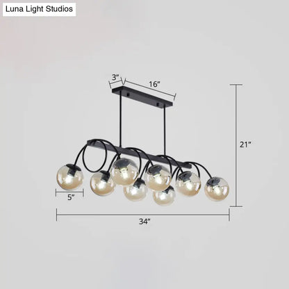 DecorBites™ Sleek Black Glass Sphere Island Light for Modern Dining Rooms