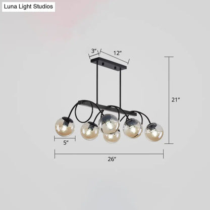 DecorBites™ Sleek Black Glass Sphere Island Light for Modern Dining Rooms