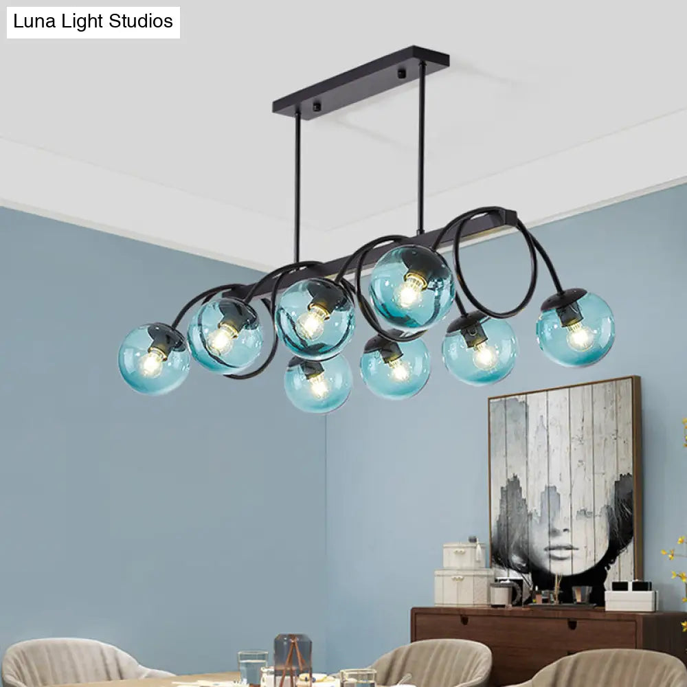 DecorBites™ Sleek Black Glass Sphere Island Light for Modern Dining Rooms