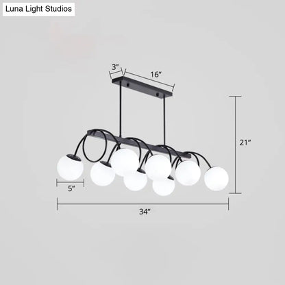 DecorBites™ Sleek Black Glass Sphere Island Light for Modern Dining Rooms
