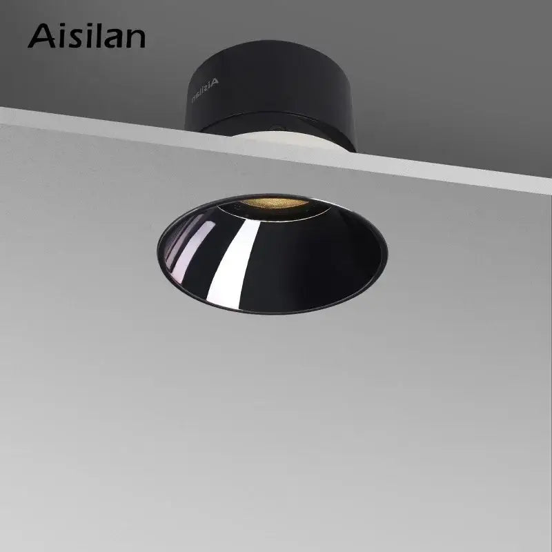 Sleek black glossy frameless led downlight for living room