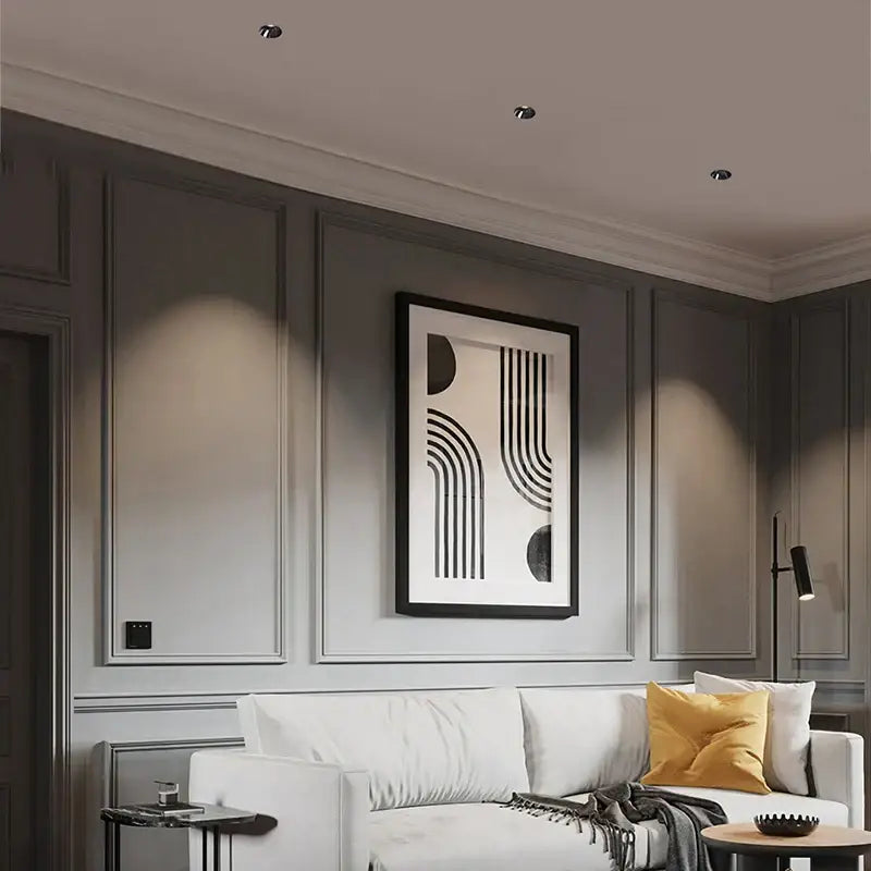 Sleek black glossy frameless led downlight for living room