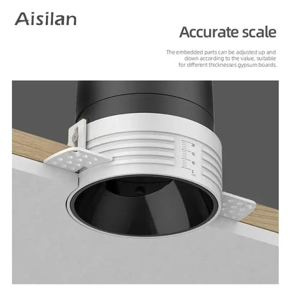 Sleek black glossy frameless led downlight for living room