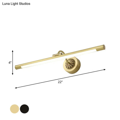 DecorBites™ Sleek Black/Gold Vanity Light Fixture - Simplicity Streamlined Design - LED Wall Lighting for Dressing Table