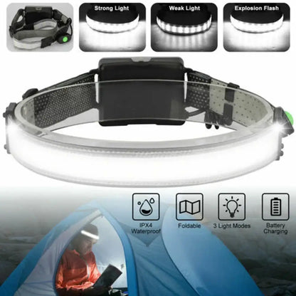 Sleek black & gray cob led sensor headlamp garage work light