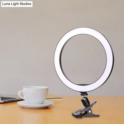 Sleek black led ring wall light bedroom clip on fixture height 6 inch
