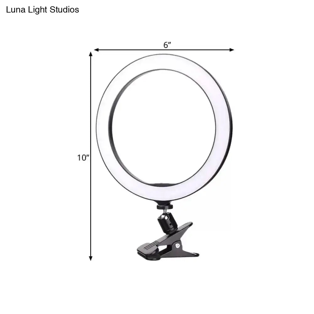 Sleek black led ring wall light bedroom clip on fixture height 6 inch