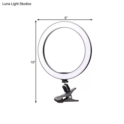 Sleek black led ring wall light bedroom clip on fixture height 6 inch