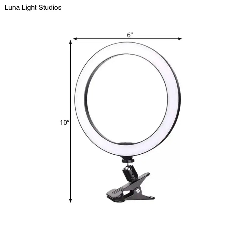 Sleek black led ring wall light bedroom clip on fixture height 6 inch