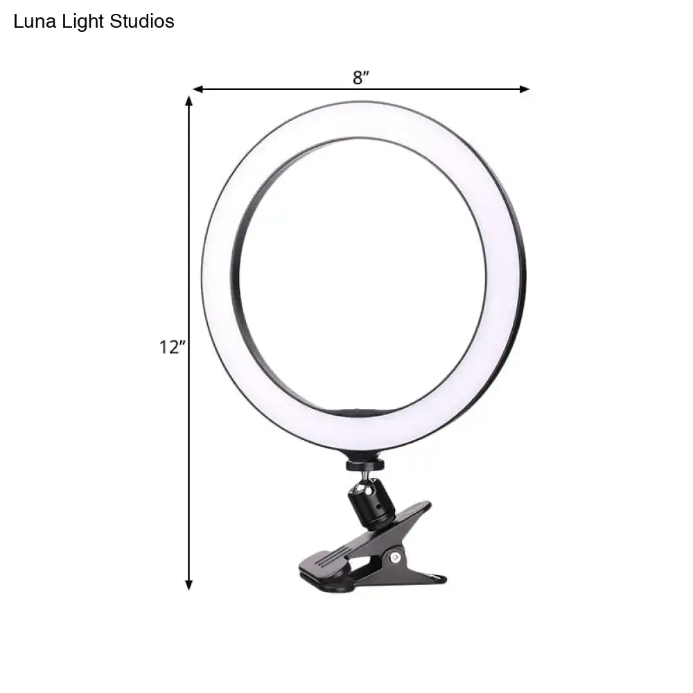 Sleek black led ring wall light bedroom clip on fixture height 6 inch
